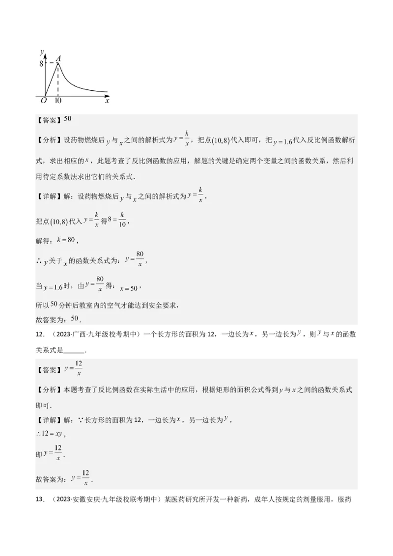 专题21实际问题与反比例函数（1个知识点4种题型1个易错点2个中考考点）（教师版）_初中数学_九年级数学下册（人教版）_常见题型通关讲解练-V3_2024版