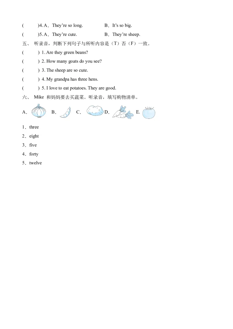 Unit4&nbsp;Atthefarm单元听力专项-（人教PEP版）_听力专项练习-T4_2024版_Unit4&nbsp;Atthefarm单元听力专项-小学英语四年级下册同步听力专项系列（人教PEP版）