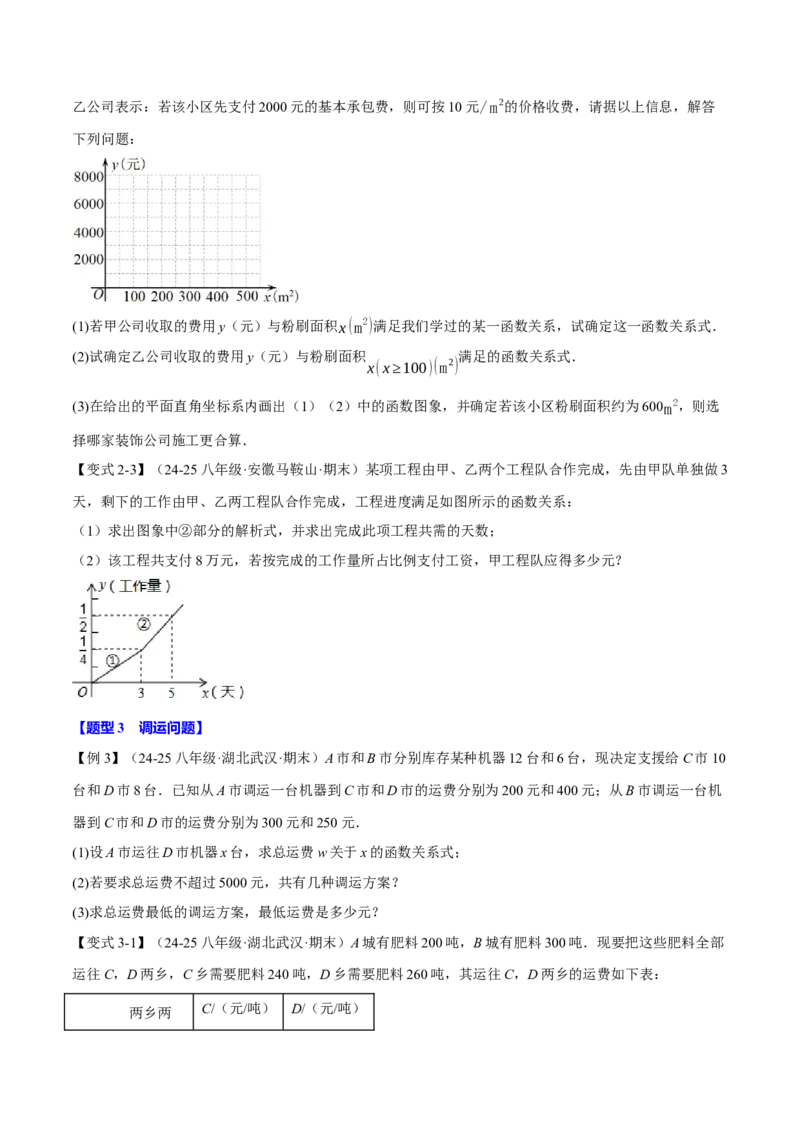 专题19.5一次函数的应用（十大题型）（举一反三）（人教版）（学生版）_初中数学_八年级数学下册（人教版）_母题专项-U66_2025版