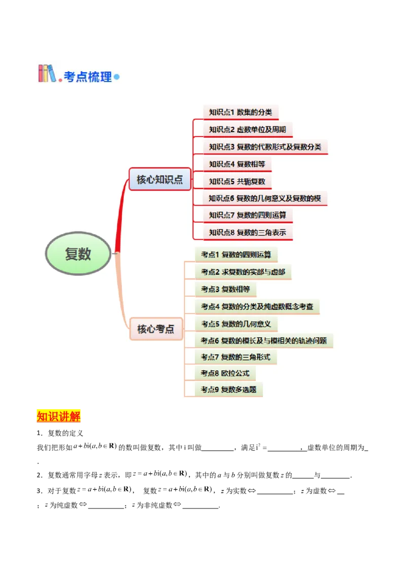 第03讲复数（原卷版）_2.2025数学总复习_2025年新高考资料_一轮复习_备战2025年高考数学一轮复习考点帮_备战2025年高考数学一轮复习考点帮（新高考通用）（完结）