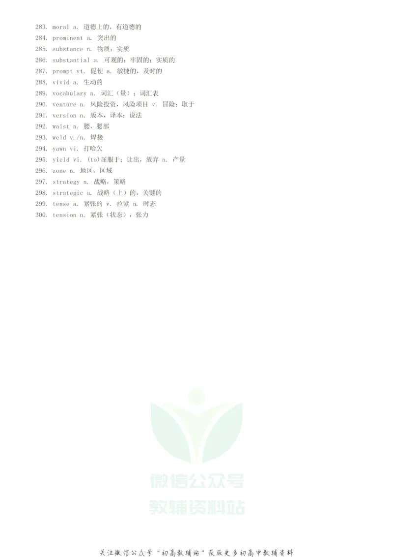 完形填空300个完形填空高频词，别丢分在词汇上_高中全科精选资料包_英语精选资料包_资料干货