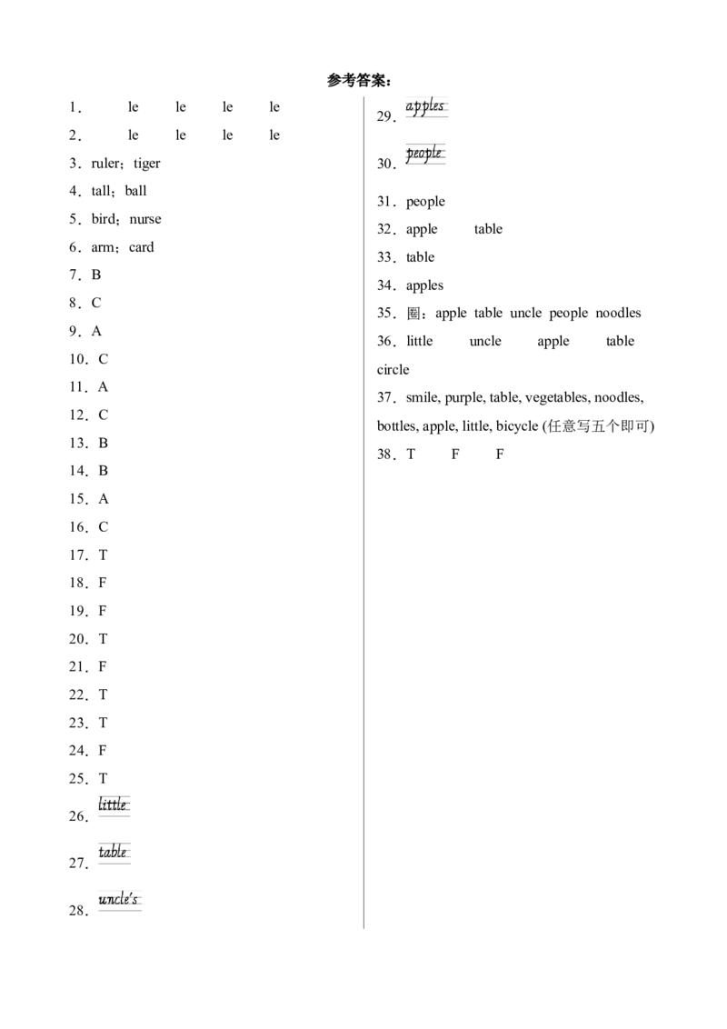 Unit5PartALet&rsquo;sspell-英语四年级下册（人教PEP版）_分层作业-K16_2024版