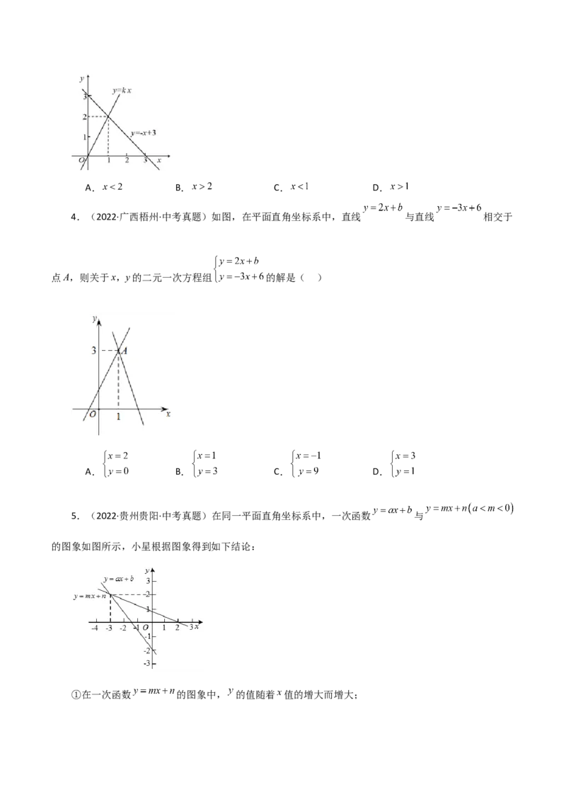 专题19.19一次函数与方程、不等式（直通中考）（综合练）-（人教版）_初中数学_八年级数学下册（人教版）_专题突破练习-V4