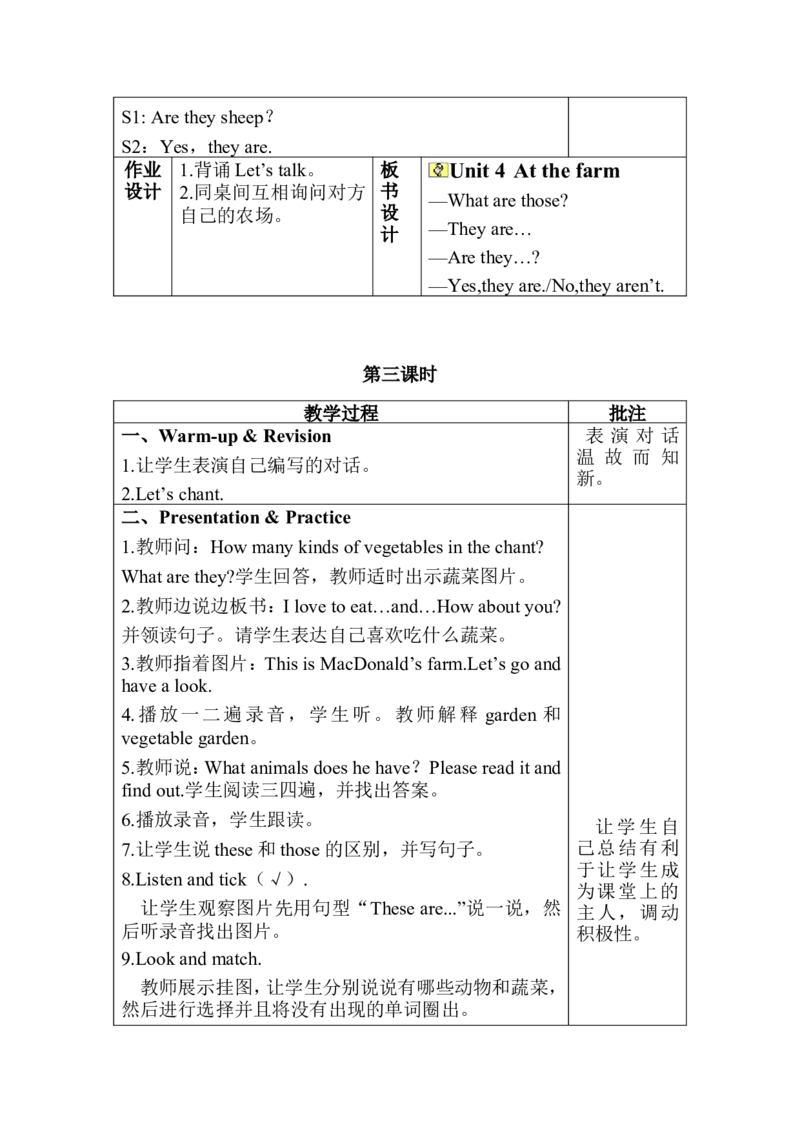 英语四下全册教案1-6单元（表格）_教学设计_非配套教案（提供参考）