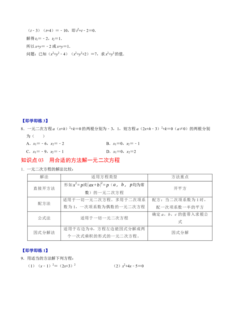 专题21.4解一元二次方程&mdash;&mdash;因式分解法（高效培优讲义）（学生版）(1)_初中数学_九年级数学上册（人教版）_同步讲义-U18_2026版