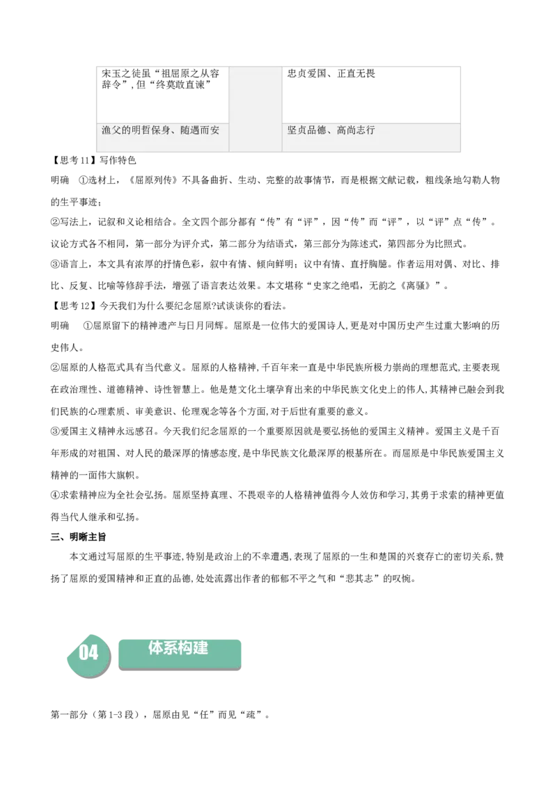 9《屈原列传》-高二语文（统编版选择性必修中册）（教师版）_高语_高中语文_选择性必修中册_同步讲义