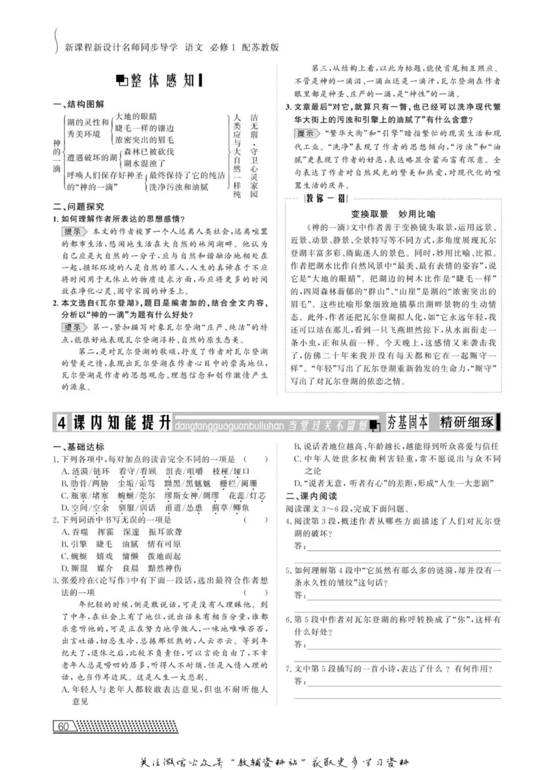 名师同步导学语文苏教版必修1_名师同步导学_高中语文
