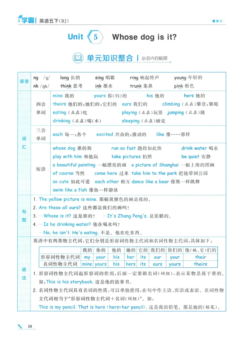 人教英语5下_21练习题+试卷合集多套完整版_-26春《五星学霸》_26春《五星学霸》英语RJ5下