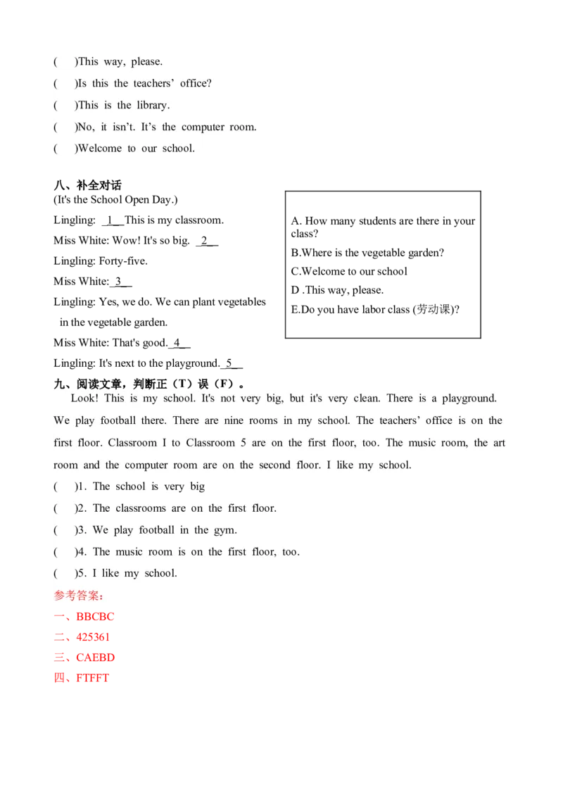 Unit1Myschool（知识清单）-（人教PEP版）教师版_知识总结