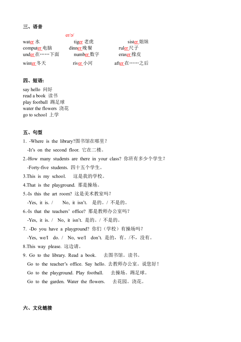 Unit1Myschool（知识清单）-（人教PEP版）教师版_知识总结
