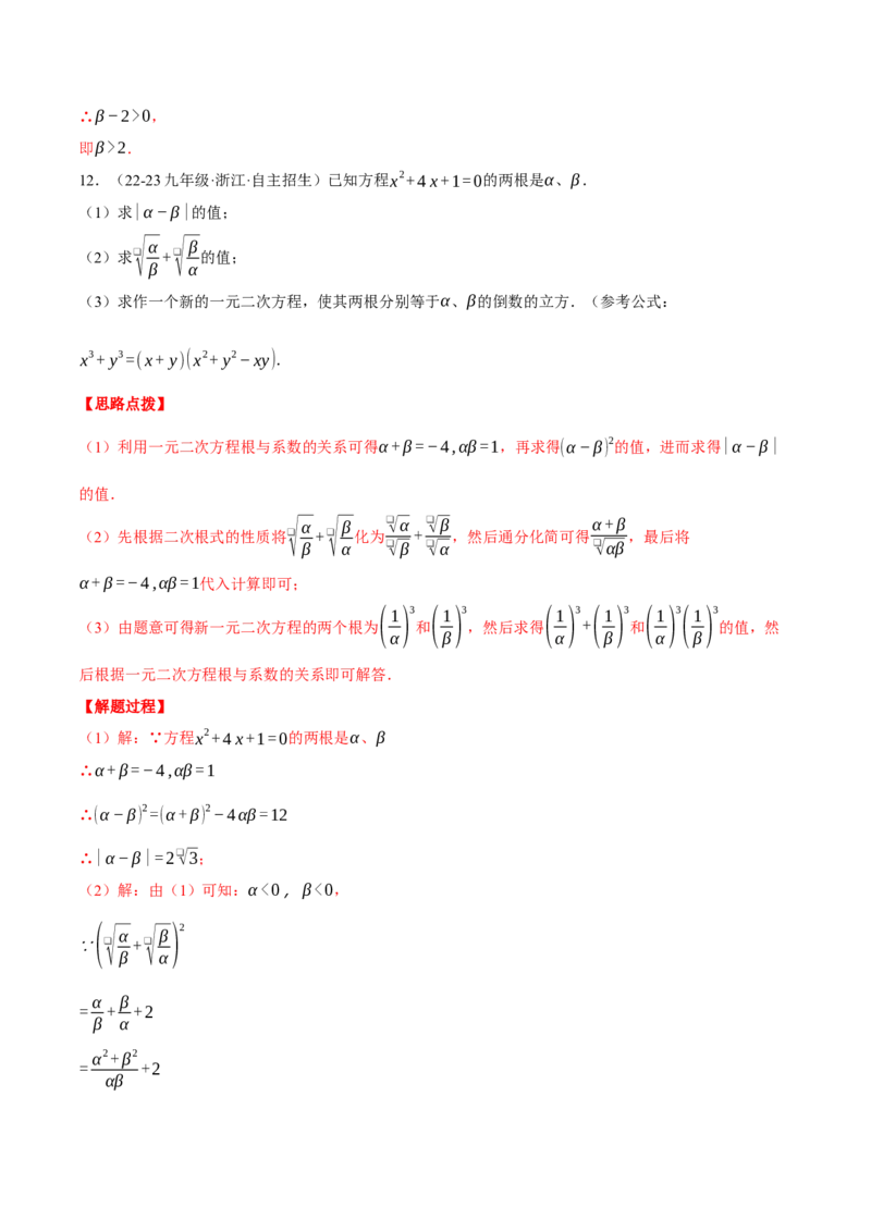 专题21.3根与系数的关系（压轴题专项讲练）（人教版）（教师版）_初中数学_九年级数学上册（人教版）_压轴题专项-V5_2025版