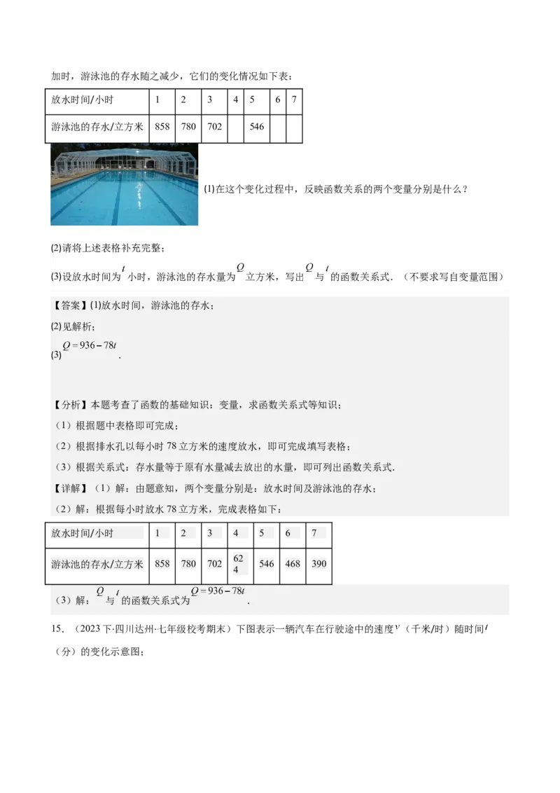 专题19.1变量与函数之七大考点(教师版)_初中数学_八年级数学下册（人教版）_重难点专题提优-V8