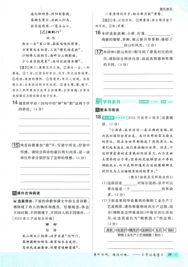 2025版《初中必刷题》语文RJ7下新教材_新人教版七下语文学习资料包_13.配套教辅练习_2025版《初中必刷题》语文RJ7下