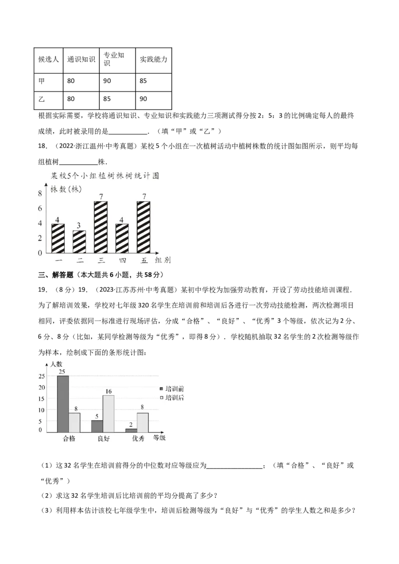 专题20.4数据的分析（全章直通中考）（基础练）-（人教版）_初中数学_八年级数学下册（人教版）_专题突破练习-V4