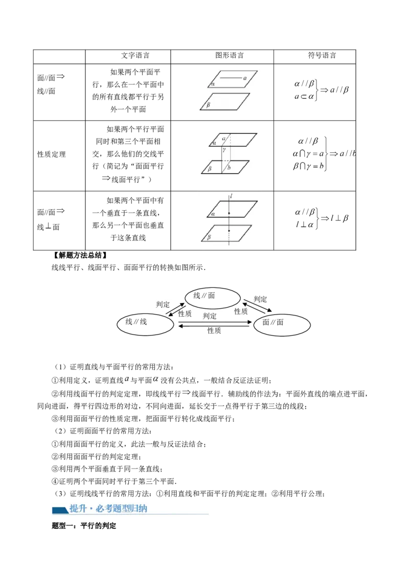 第03讲直线、平面平行的判定与性质（八大题型）（讲义）（解析版）_2.2025数学总复习_2024年新高考资料_1.2024一轮复习_2024年高考数学一轮复习讲练测（新教材新高考）