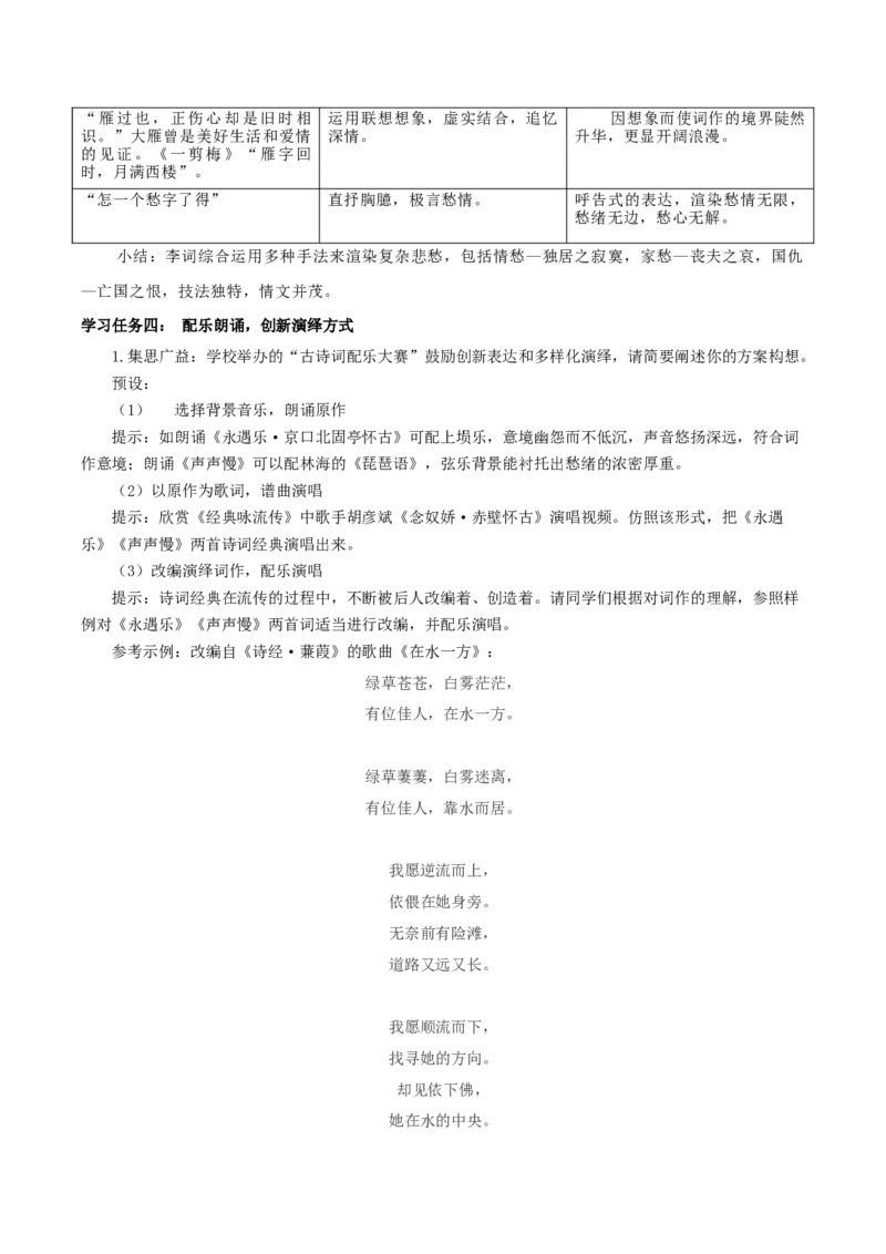 9《永遇乐&middot;京口北固亭怀古》《声声慢》群文联读（教学设计）-（统编版必修上册）_高语_高中语文_必修上册_教学设计