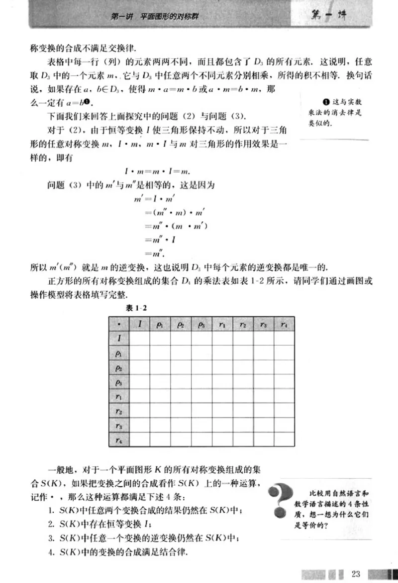 高中数学A版选修3-4对称与群_高中课本电子全科人教版语数英政历地物化生必修选修全套课本PPT_高中数学A版