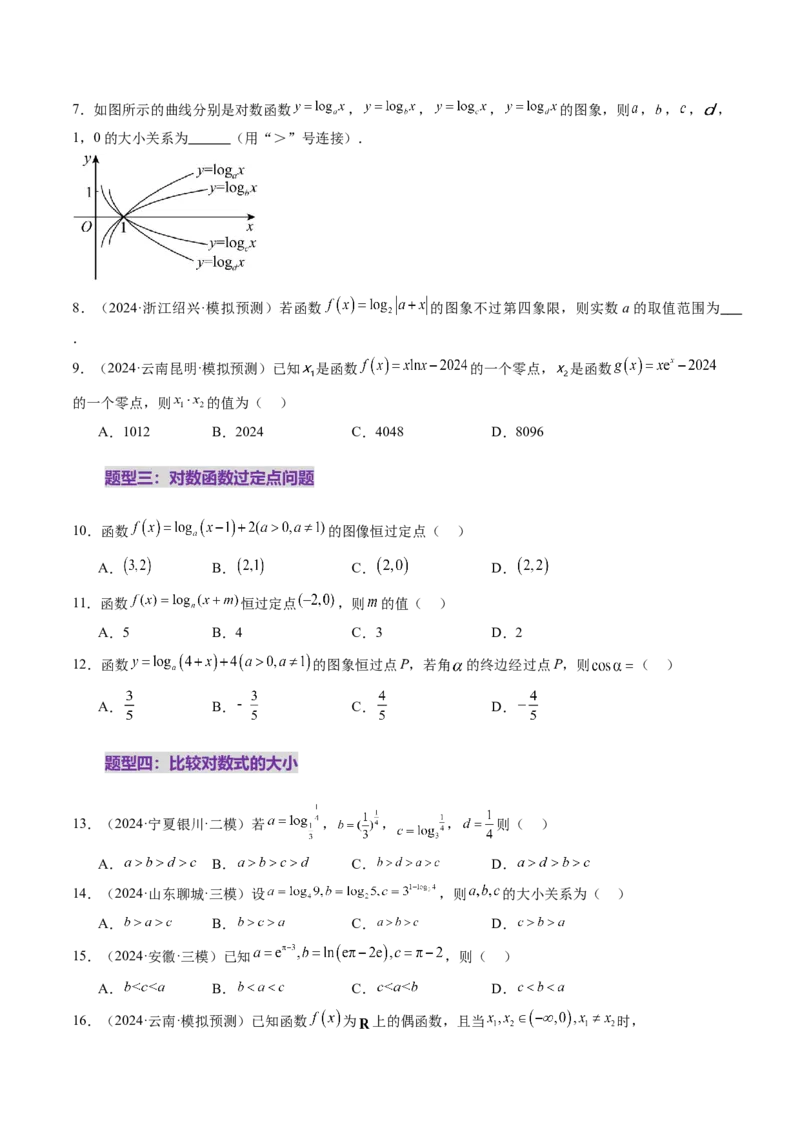 第05讲对数与对数函数（八大题型）（练习）（原卷版）_2.2025数学总复习_2025年新高考资料_一轮复习_2025年高考数学一轮复习讲练测（新教材新高考，含2024高考真题）