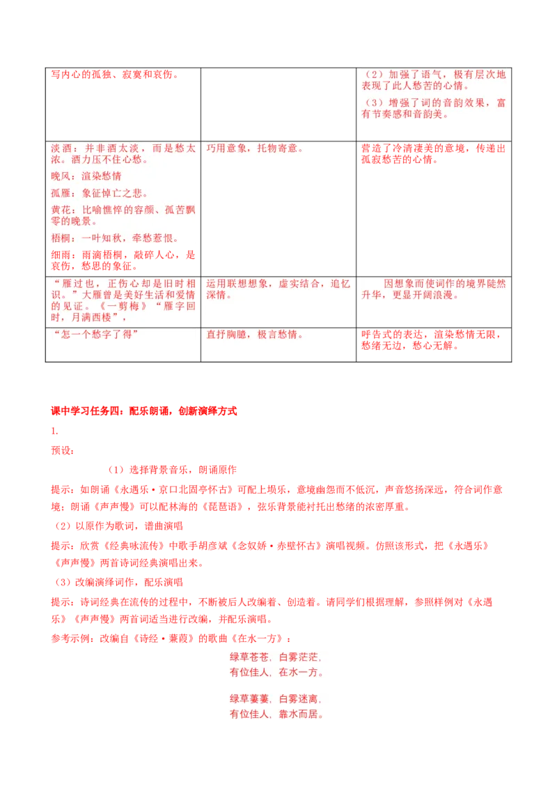 9《永遇乐&middot;京口北固亭怀古》《声声慢》群文联读（导学案）-（统编版必修上册）_高语_高中语文_必修上册_导学案