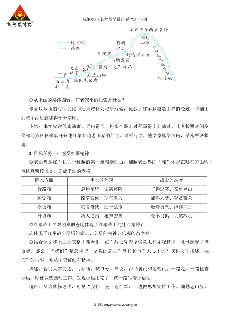 6老山界（名师教学设计&middot;简案）_新人教版七下语文学习资料包_3.教学教案_01-新版七年级语文下状元大课堂教案_2.7语下《名师教学设计》简案_2.第二单元