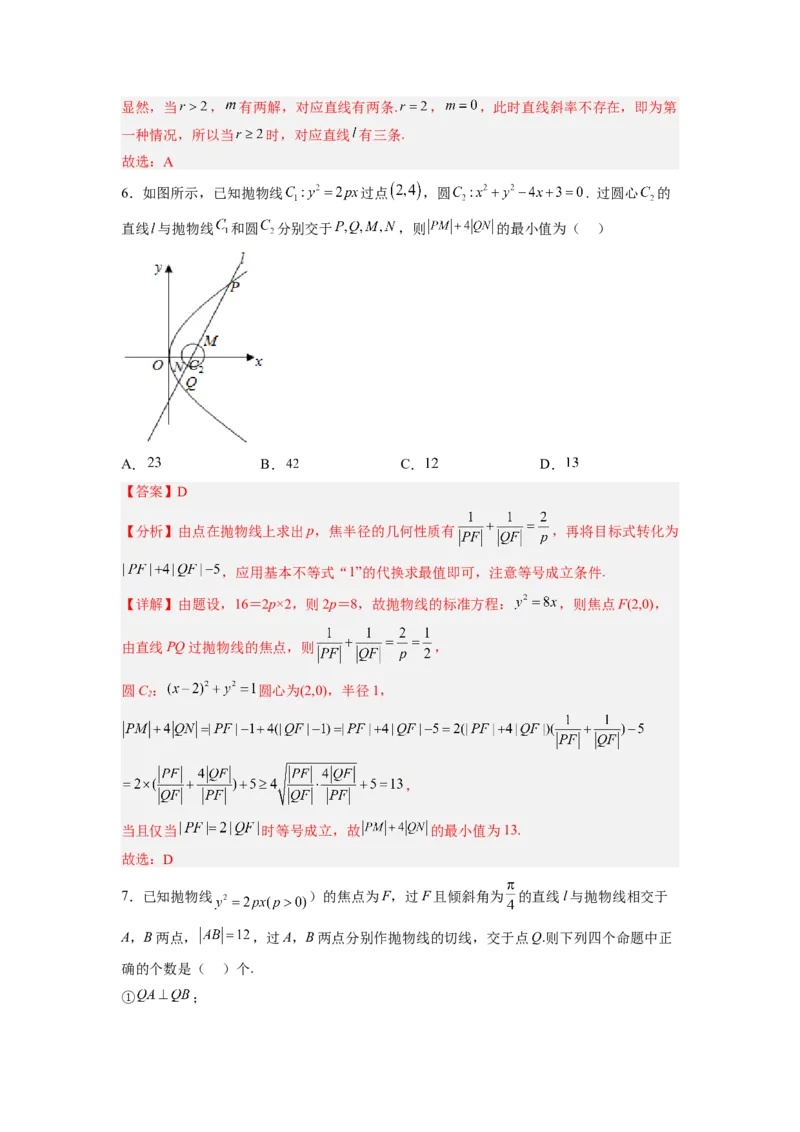 第03讲抛物线（练）（原卷版）_2.2025数学总复习_赠品通用版（老高考）复习资料_一轮复习_2023年高考数学一轮复习讲练测（全国通用）_专题09圆锥曲线