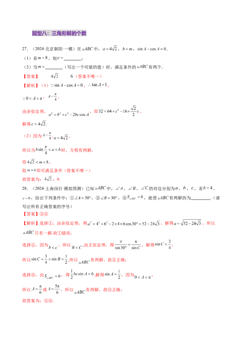 第04讲解三角形（九大题型）（练习）（解析版）_2.2025数学总复习_2025年新高考资料_一轮复习_2025年高考数学一轮复习讲练测（新教材新高考，含2024高考真题）