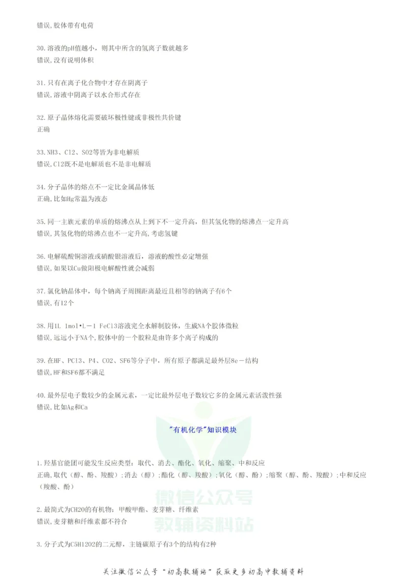 易错点这120个学霸也易错的化学知识点，你都掌握了吗？_高中全科精选资料包_化学精选资料包_资料干货