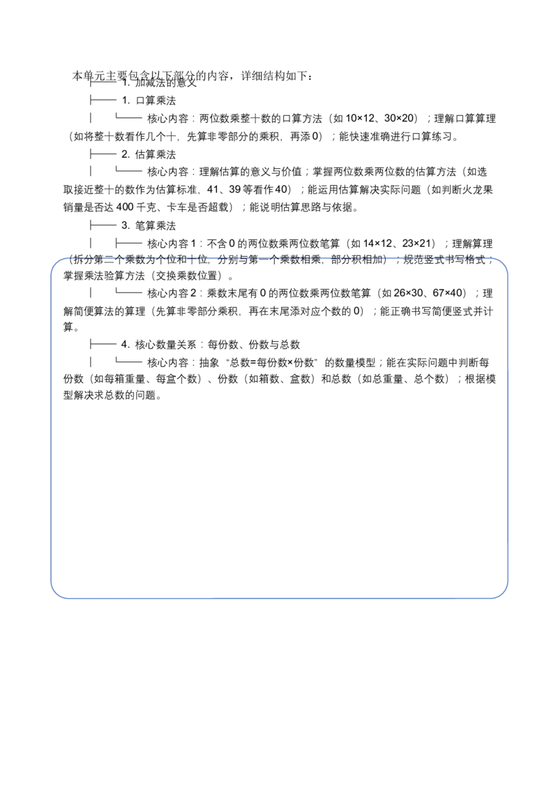 第三单元两位数乘两位数（单元解读讲义）（新教材）_三年级数学下册（苏教版）_单元解读_新课标资料（看这里面）