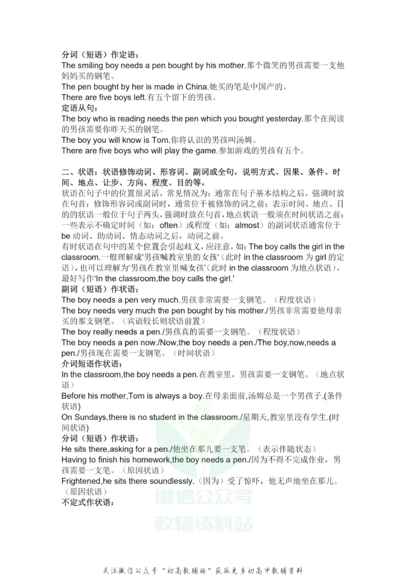 语法高中英语句子成分知识大汇总_高中全科精选资料包_英语精选资料包_资料干货