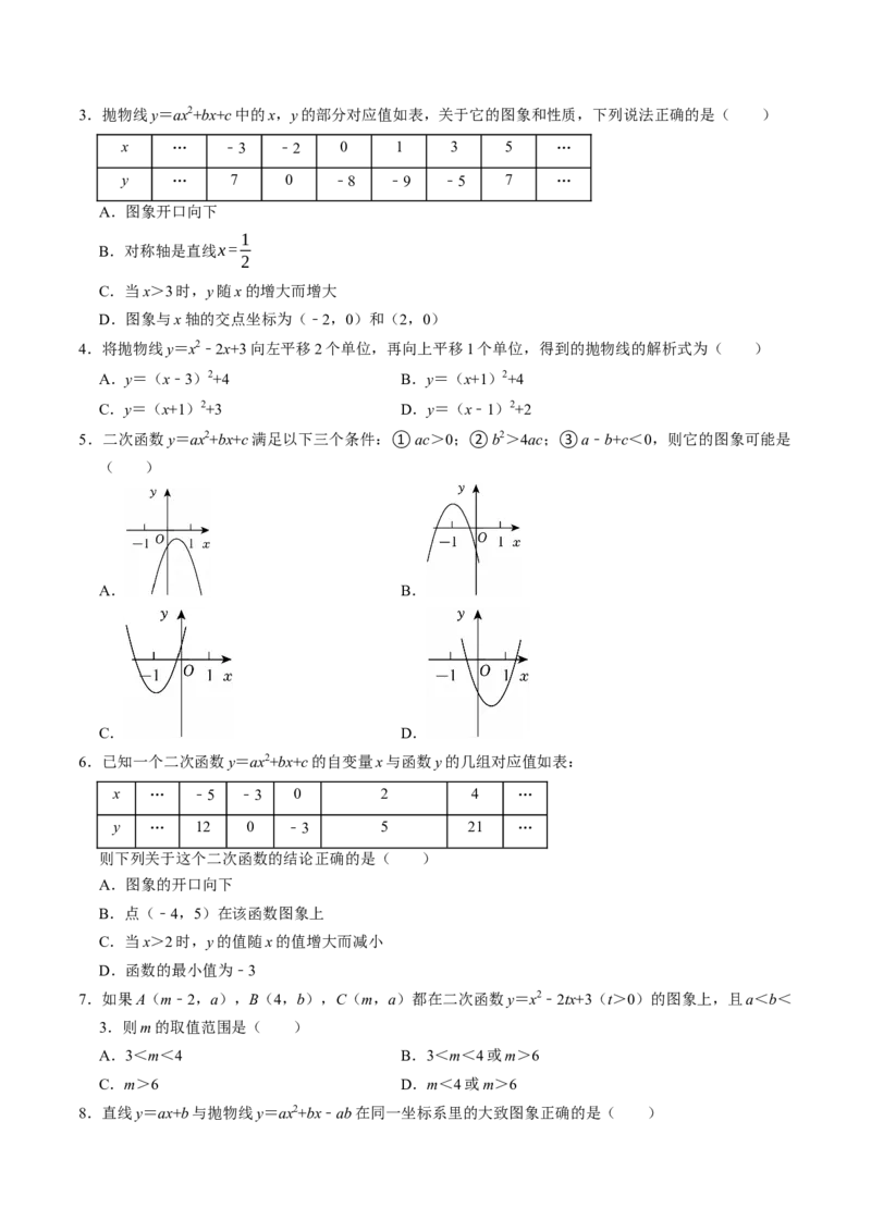 专题22.6二次函数的图象与性质（5）（高效培优讲义）（学生版）_初中数学_九年级数学上册（人教版）_同步讲义-U18_2026版