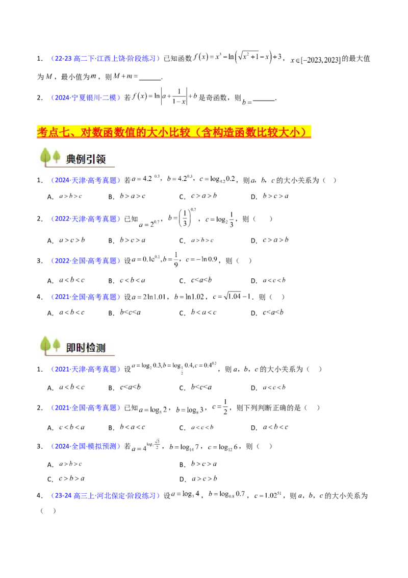 第04讲对数与对数函数（含对数型糖水不等式的应用）（学生版）_2.2025数学总复习_2025年新高考资料_一轮复习_备战2025年高考数学一轮复习考点帮