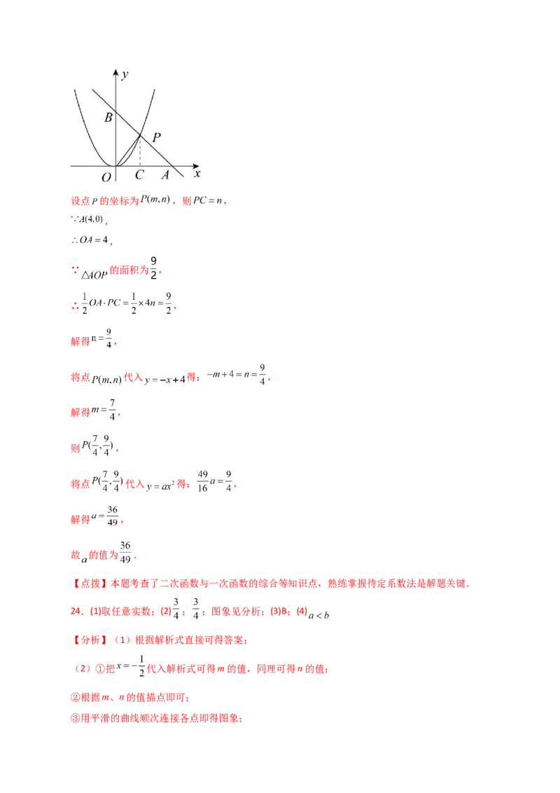 专题22.2二次函数y=ax&sup2;(a&ne;0)与y=ax&sup2;+c(a&ne;0)图象与性质（分层练习）（基础练）-（人教版）_初中数学_九年级数学上册（人教版）_专题突破练习-V4_2024版