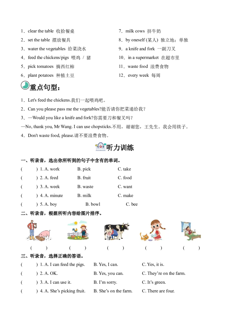Unit6Fromfarmtotable（单元听力专项训练）_09听力专项训练含音频word版完整版_Unit6Fromfarmtotable（单元听力专项训练）（新教材）