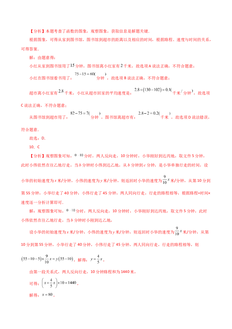 专题19.6函数的图象（分层练习）（提升练）-（人教版）_初中数学_八年级数学下册（人教版）_专题突破练习-V4