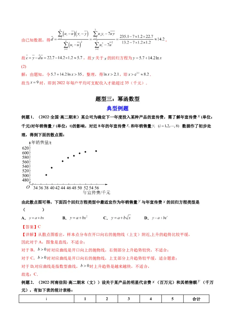 第04讲拓展一：非线性经验回归方程(精讲）（教师版）_2.2025数学总复习_2023年新高考资料_一轮复习_2023新高考数学一轮复习（新教材新高考）