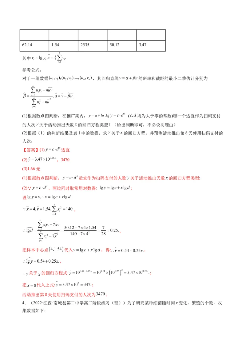 第04讲拓展一：非线性经验回归方程(精讲）（教师版）_2.2025数学总复习_2023年新高考资料_一轮复习_2023新高考数学一轮复习（新教材新高考）