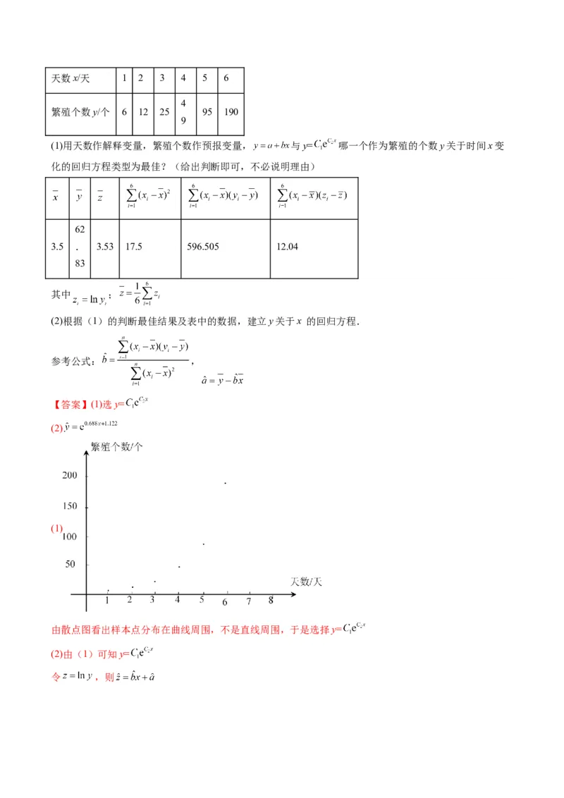 第04讲拓展一：非线性经验回归方程(精讲）（教师版）_2.2025数学总复习_2023年新高考资料_一轮复习_2023新高考数学一轮复习（新教材新高考）