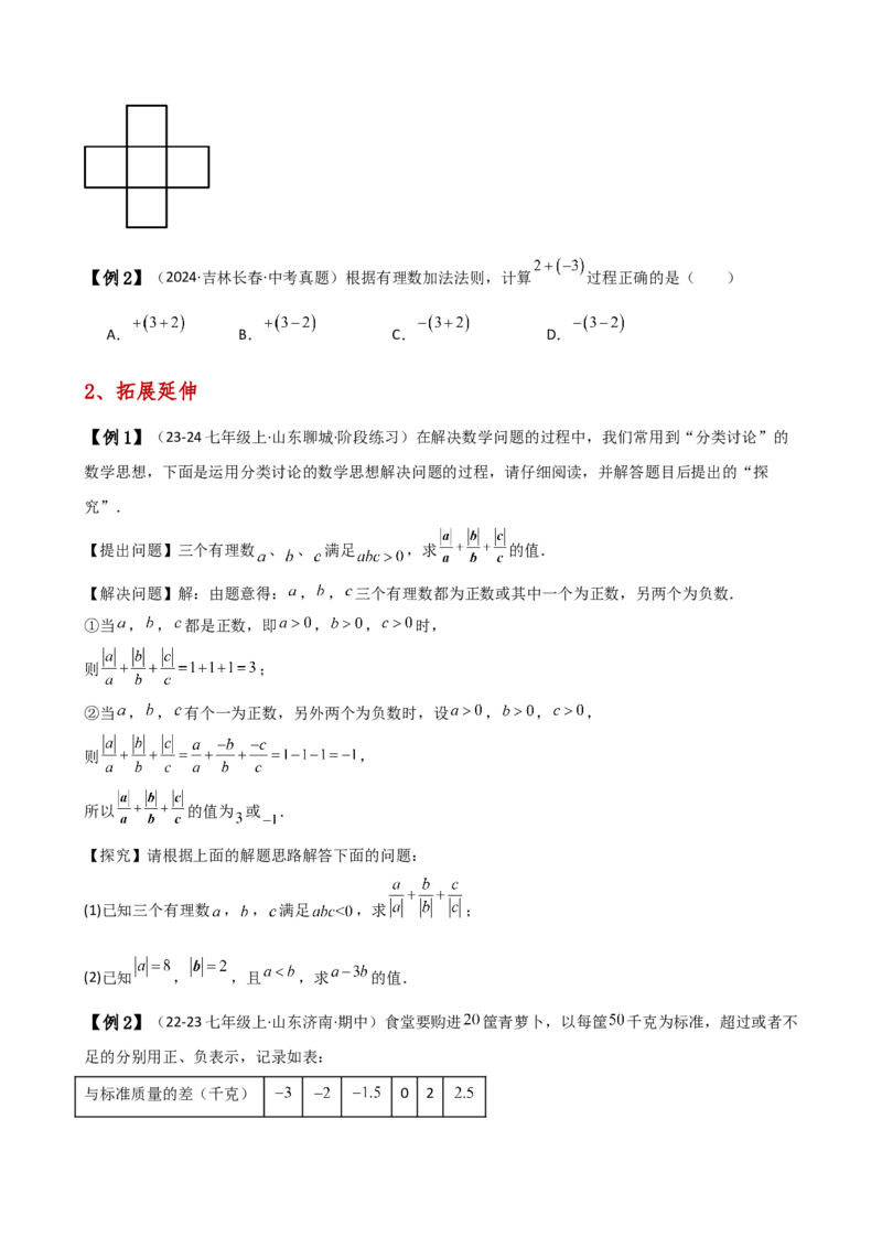 专题2.1有理数的加法（知识梳理与考点分类讲解）（人教版）（学生版）_初中数学_七年级数学上册（人教版）_专题突破练习-V4