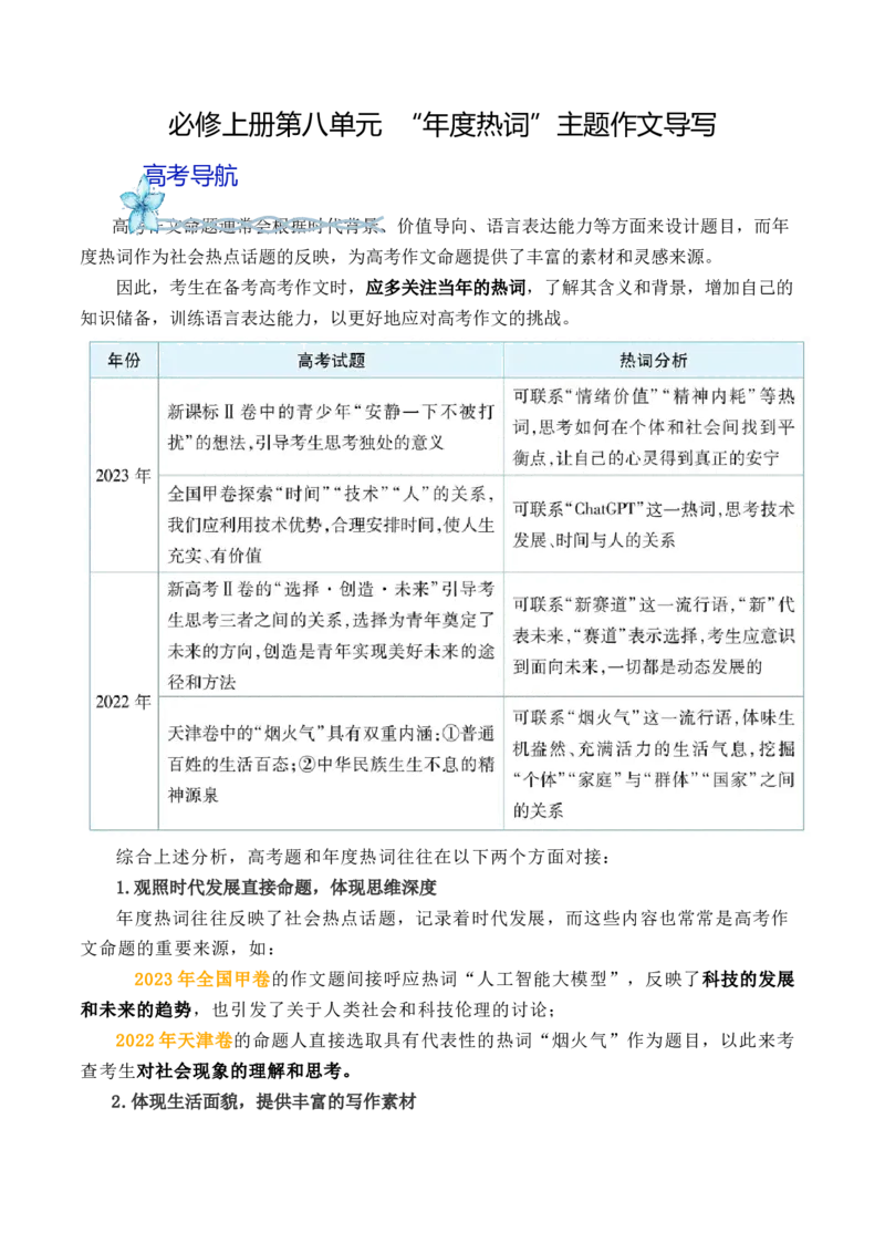 专题02：&ldquo;年度热词&rdquo;主题作文导写-（统编版必修上册）_高语_高中语文_必修上册_单元写作_第八单元语言家园