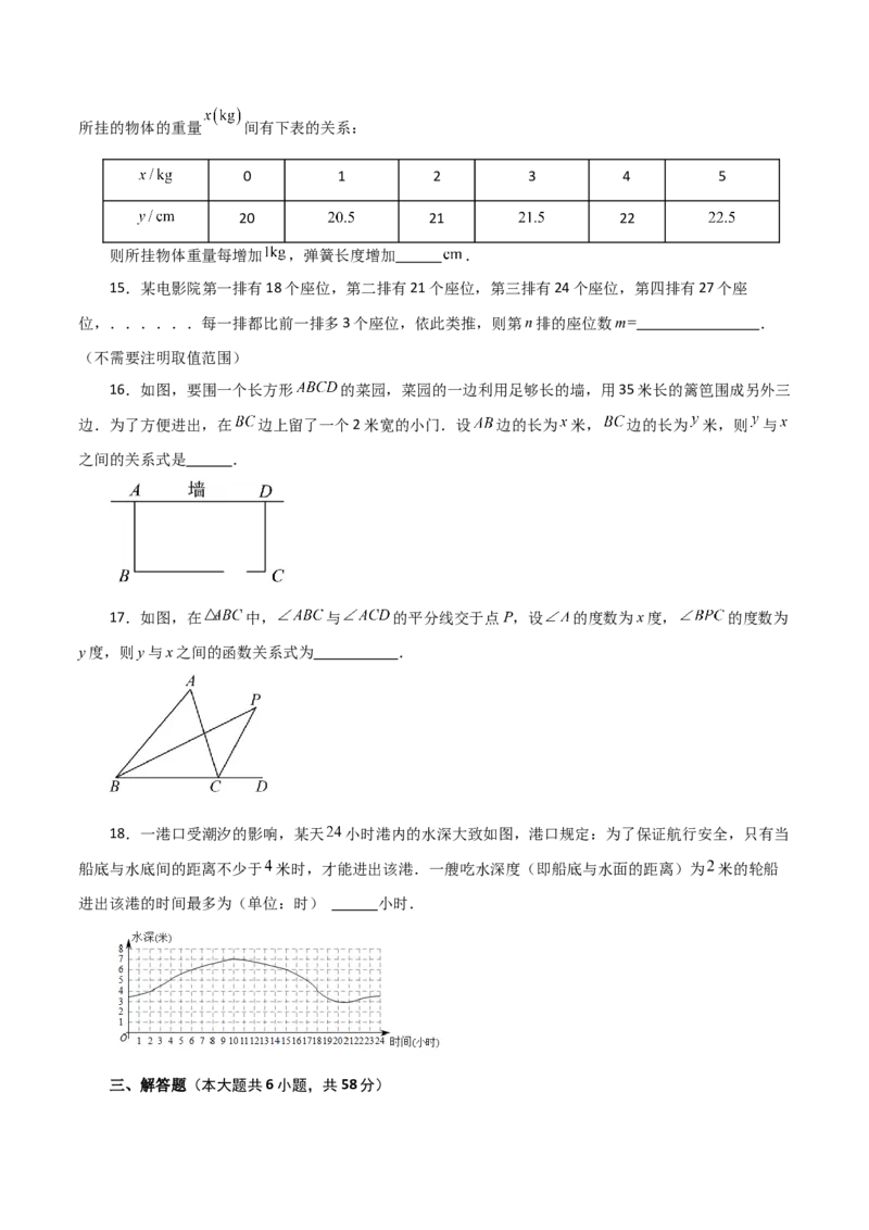 专题19.2变量与函数（分层练习）（基础练）-（人教版）_初中数学_八年级数学下册（人教版）_专题突破练习-V4
