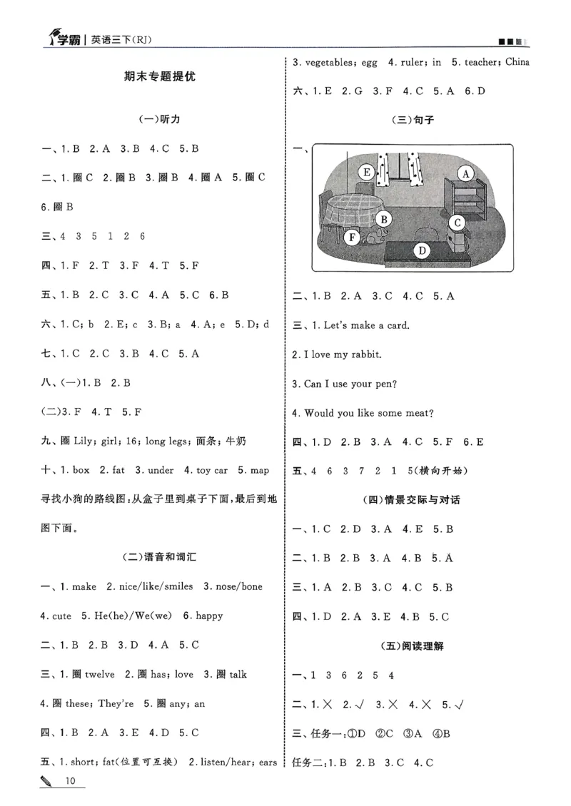 三下五星学霸英语人教答案解析_21练习题+试卷合集多套完整版_-26春《五星学霸》_26春《五星学霸》英语RJ3下