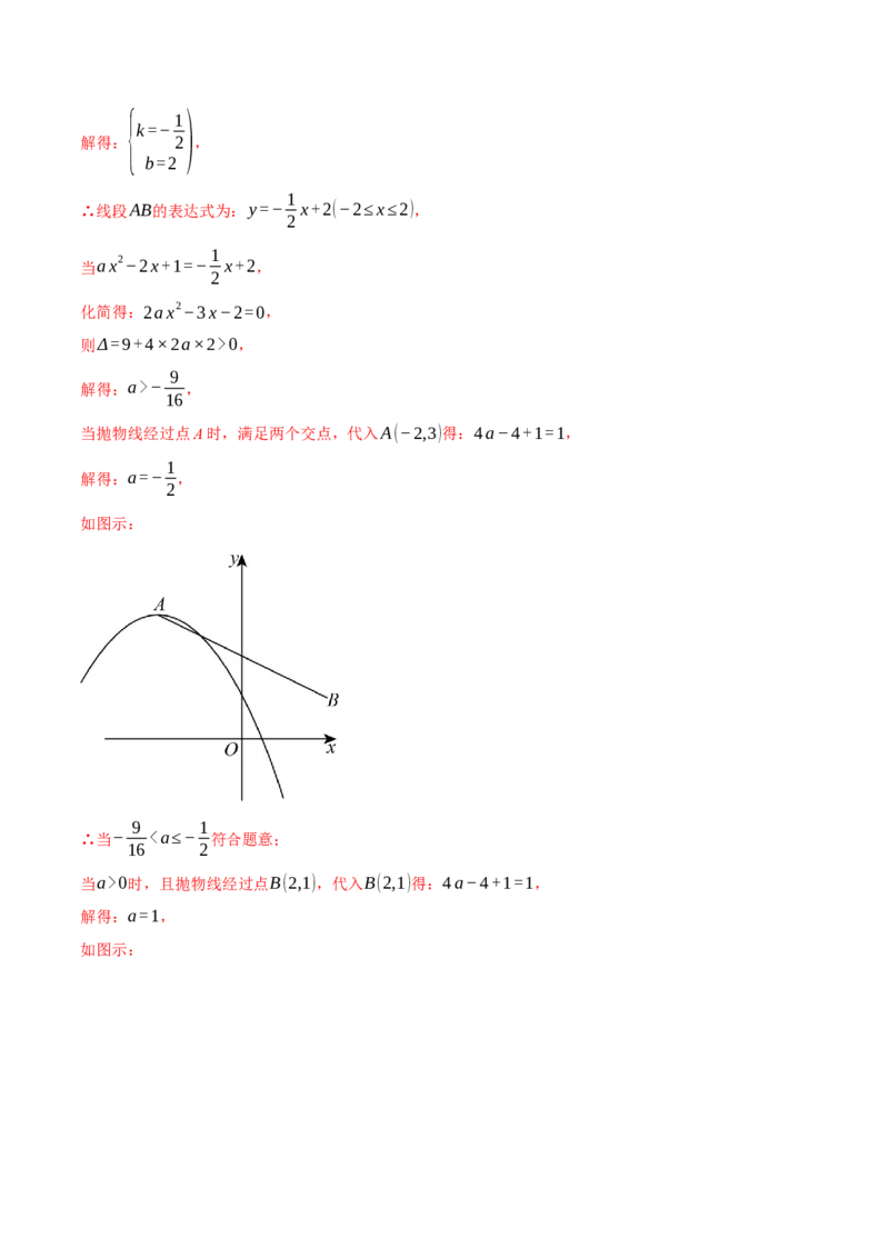 专题22.2二次函数图象与一次函数（压轴题专项讲练）（人教版）（教师版）_初中数学_九年级数学上册（人教版）_压轴题专项-V5_2025版