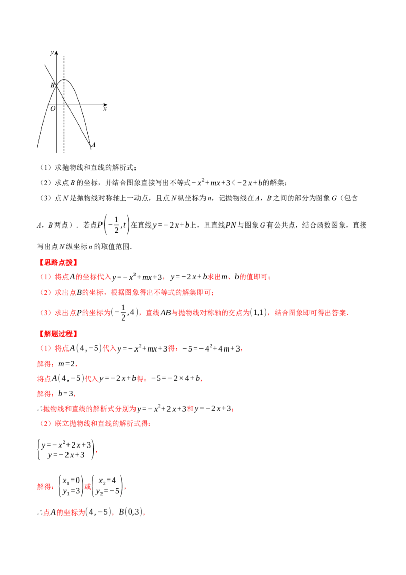 专题22.2二次函数图象与一次函数（压轴题专项讲练）（人教版）（教师版）_初中数学_九年级数学上册（人教版）_压轴题专项-V5_2025版