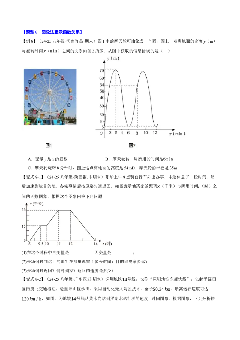专题19.1函数（十大题型）（举一反三）（人教版）（学生版）_初中数学_八年级数学下册（人教版）_母题专项-U66_2025版