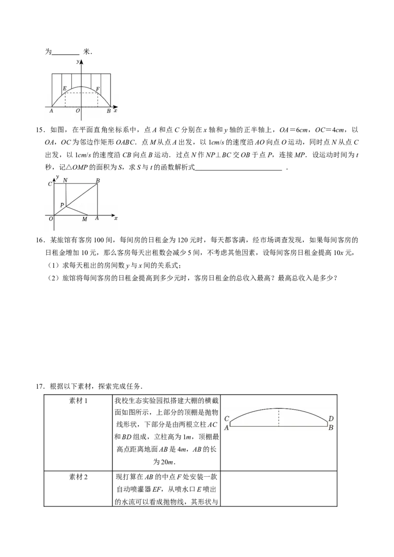 专题22.8实际问题与二次函数（高效培优讲义）（学生版）_初中数学_九年级数学上册（人教版）_同步讲义-U18_2026版