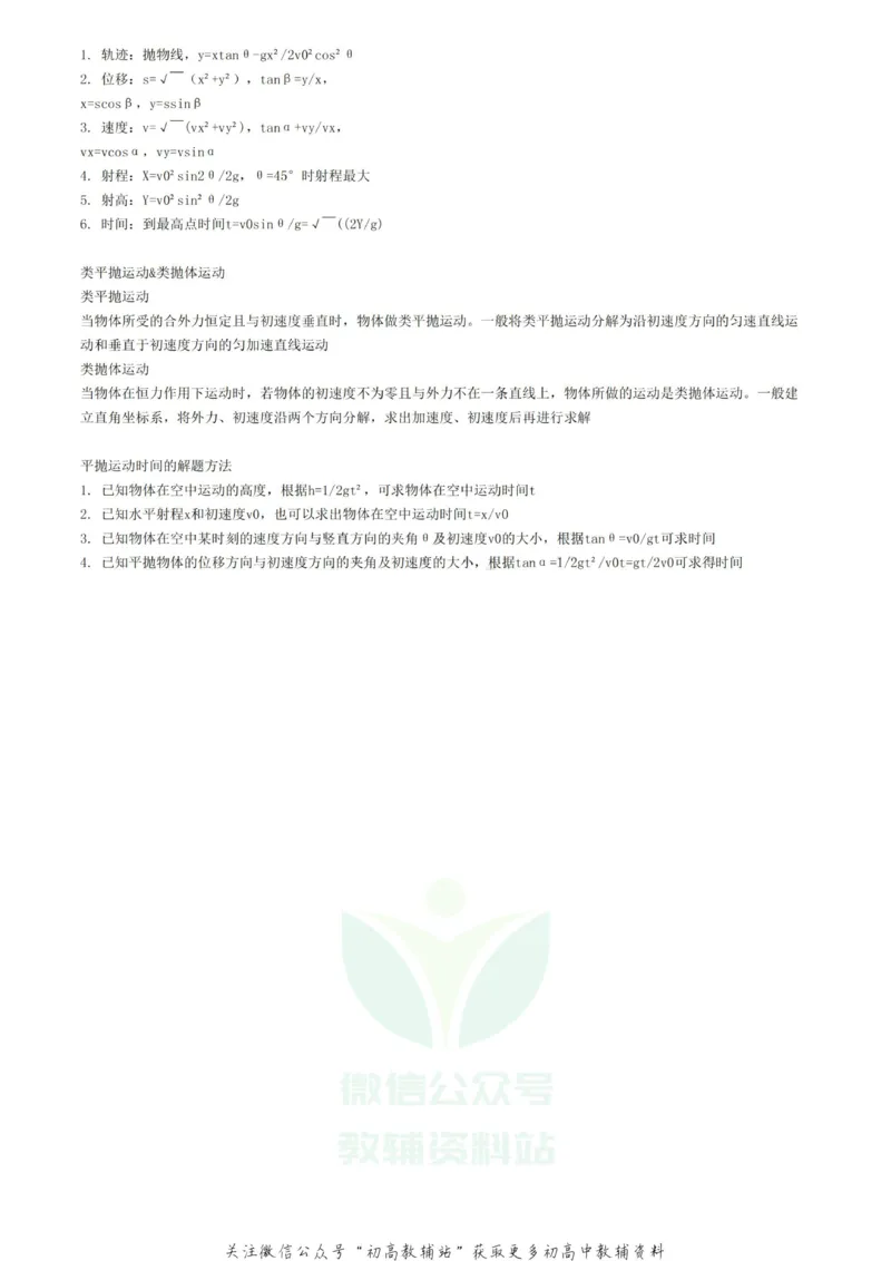 曲线运动高考物理必备之曲线运动_高中全科精选资料包_物理精选资料包_资料干货