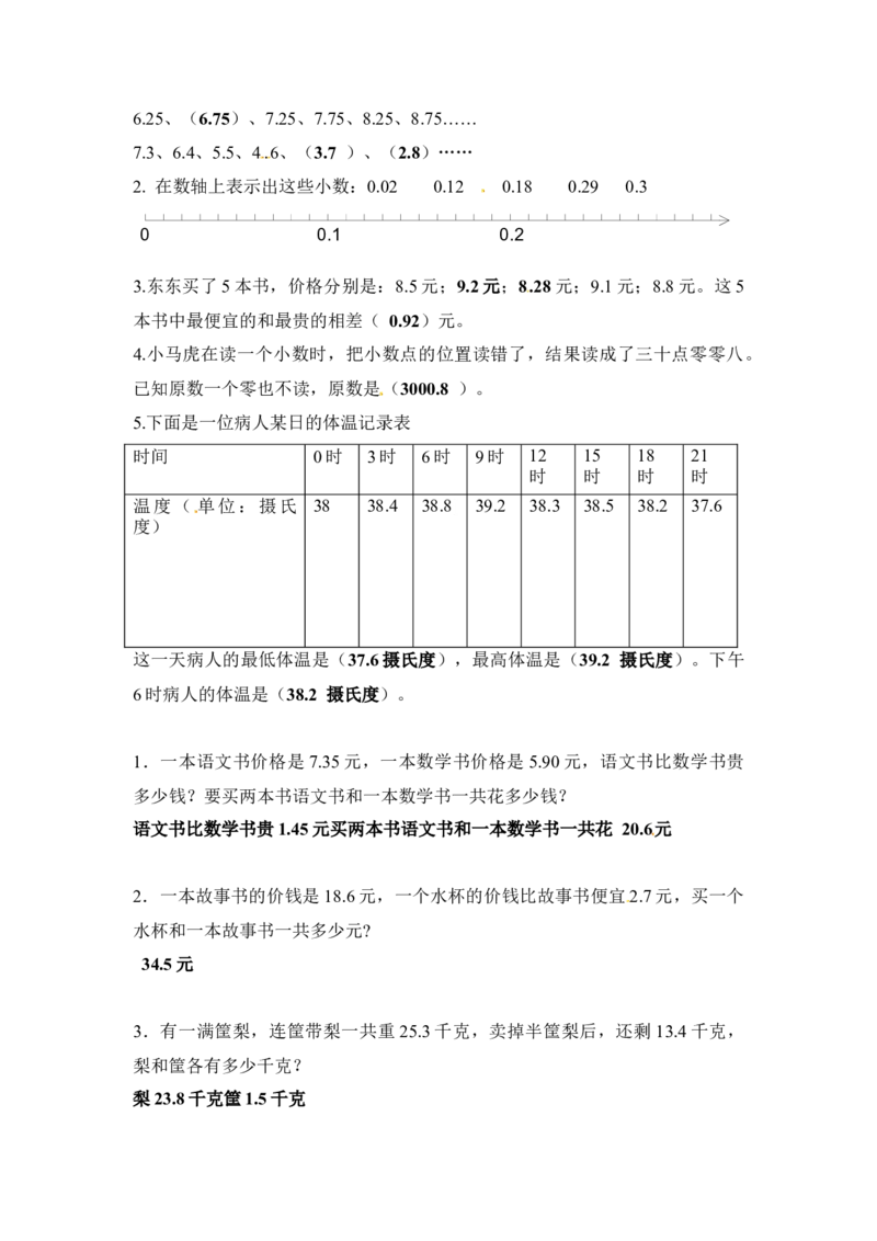 三年级下册数学一课一练-小数的初步认识3-苏教版(1)_三年级数学下册（苏教版）_同步练习_课时练习_课时版本二