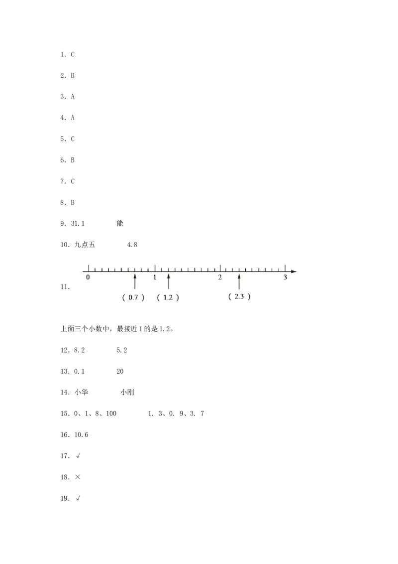 分层训练三年级下册数学单元测试-第八单元小数的初步认识（培优卷）苏教版（含答案）(1)_三年级数学下册（苏教版）_单元测试_第1套单元测试（18份）