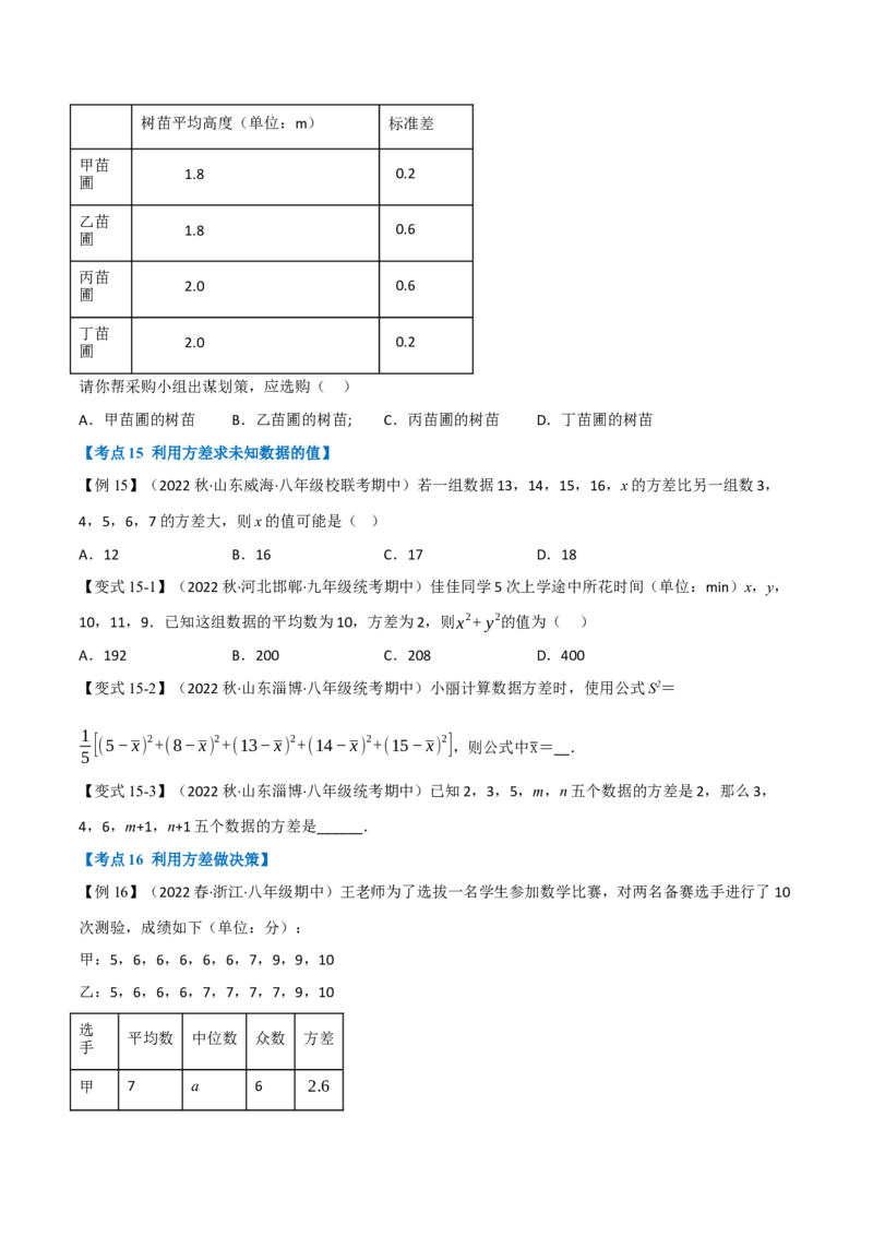 专题21.6期末专项复习之数据的分析十六大必考点（学生版）（人教版）_初中数学_八年级数学下册（人教版）_母题专项-U66_2023版