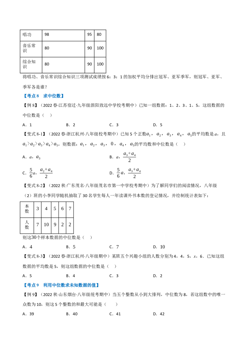 专题21.6期末专项复习之数据的分析十六大必考点（学生版）（人教版）_初中数学_八年级数学下册（人教版）_母题专项-U66_2023版